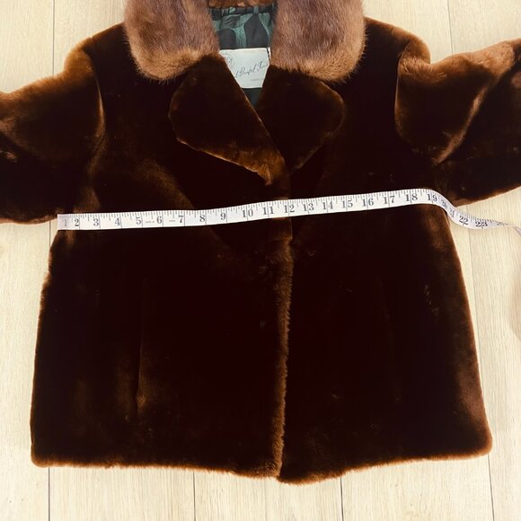 Reimand Dunkel Mouton Fur Cropped Jacket SZ 6-8 - Picture 8 of 12